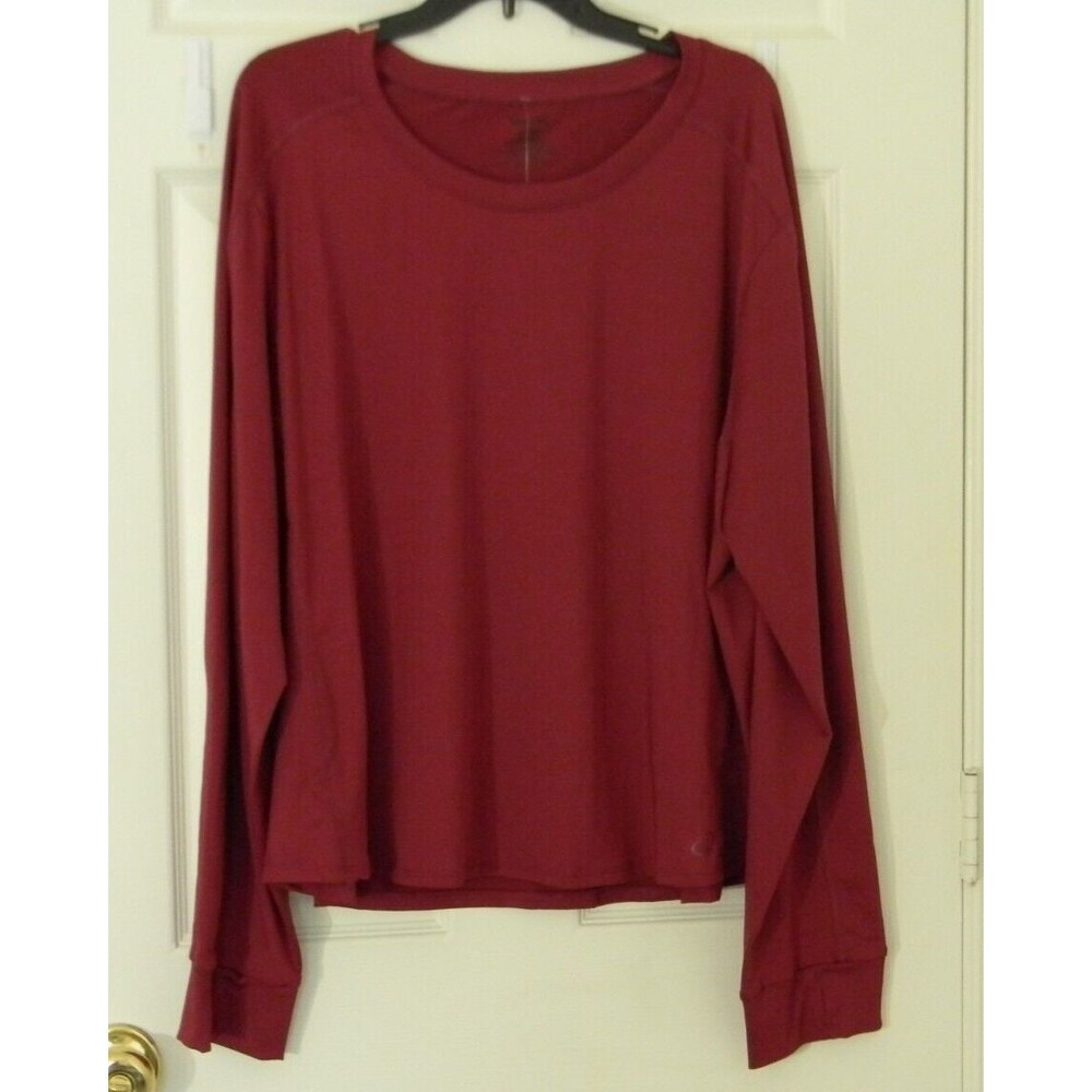 Spalding Gym Essentials "Red Plum" Maroon Long Sleeve Shirt Size 3X NWT